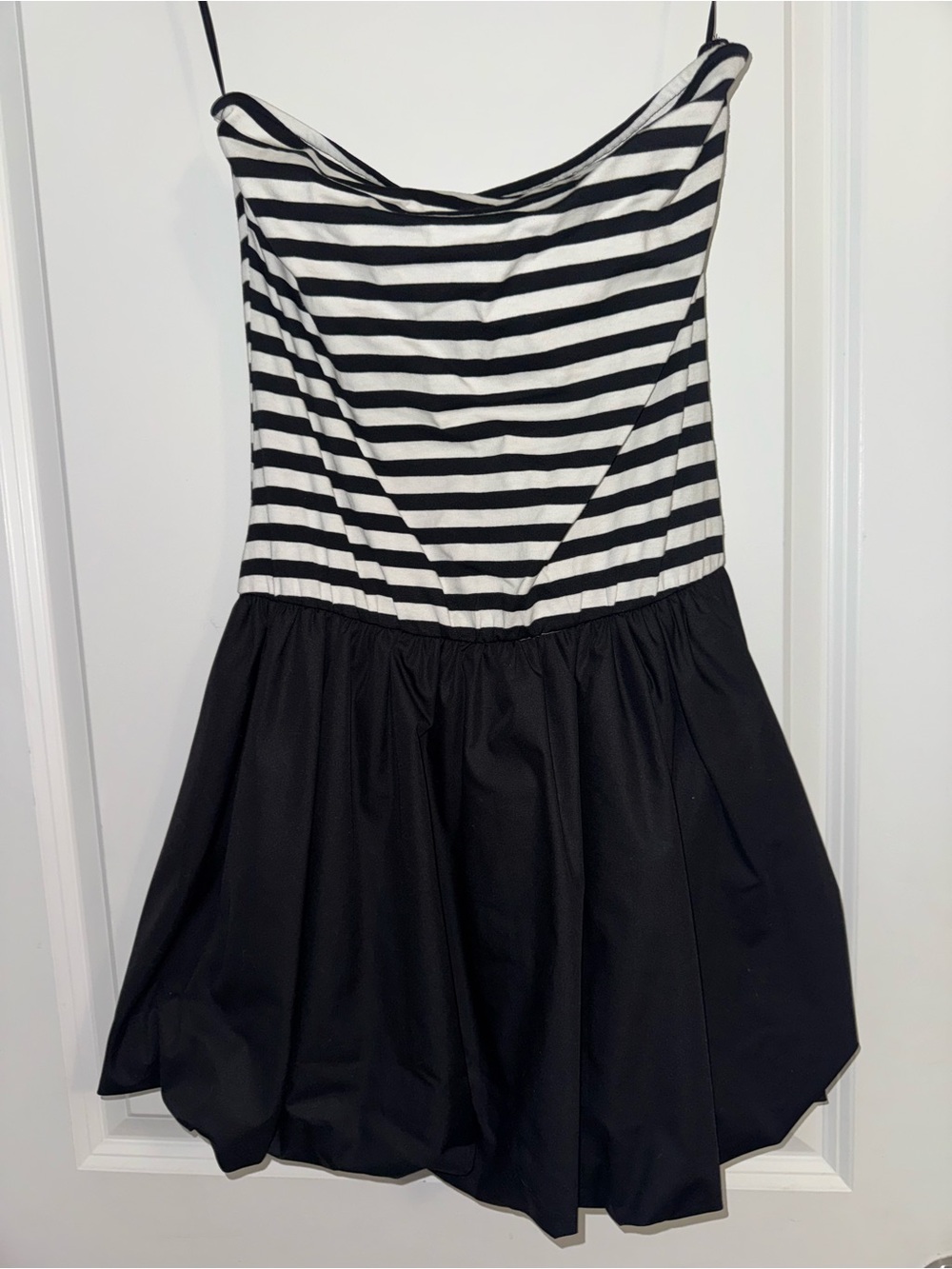 Black & White Striped Fit-and-Flare Bubble Dress